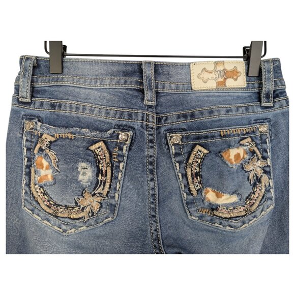 Miss Me | Hailey Skinny Horseshoe Cowhide Embellished Jeans | Size 28 | RARE - Picture 1 of 13